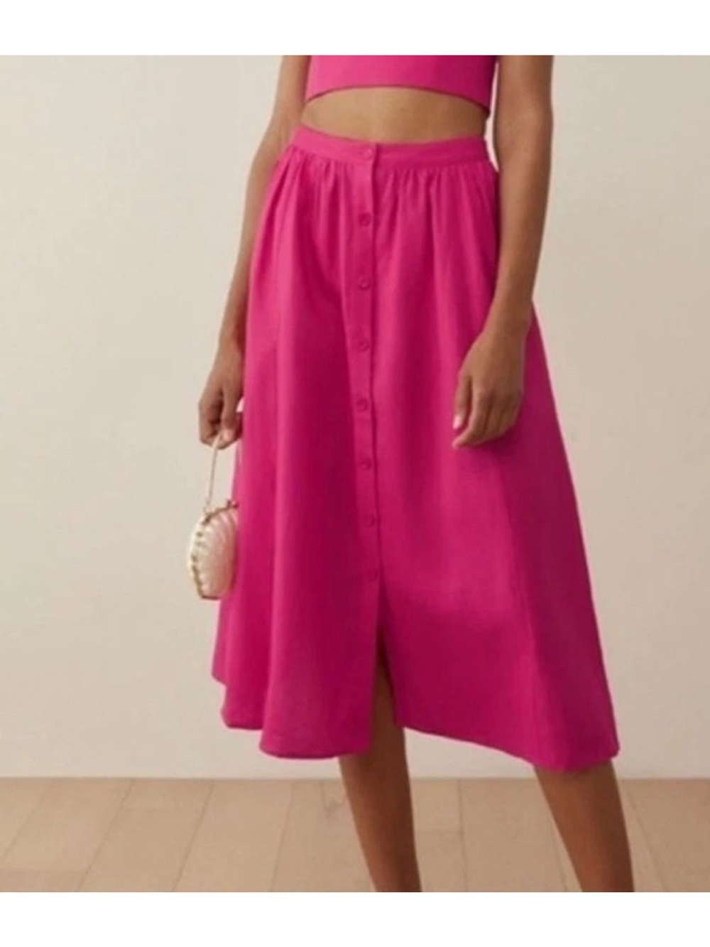 NWOT Reformation Pink Orzo Linen Midi Skirt/ Size 4